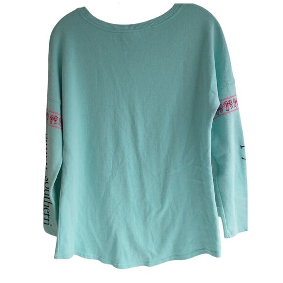 Simply Southern Sweater Womens Small Blue Knit Sarcastic Bird Long Sleeve Preppy - Picture 3 of 9